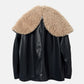 Faux Leather Shearling Collar Jacket