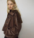 Faux Leather Shearling Collar Jacket