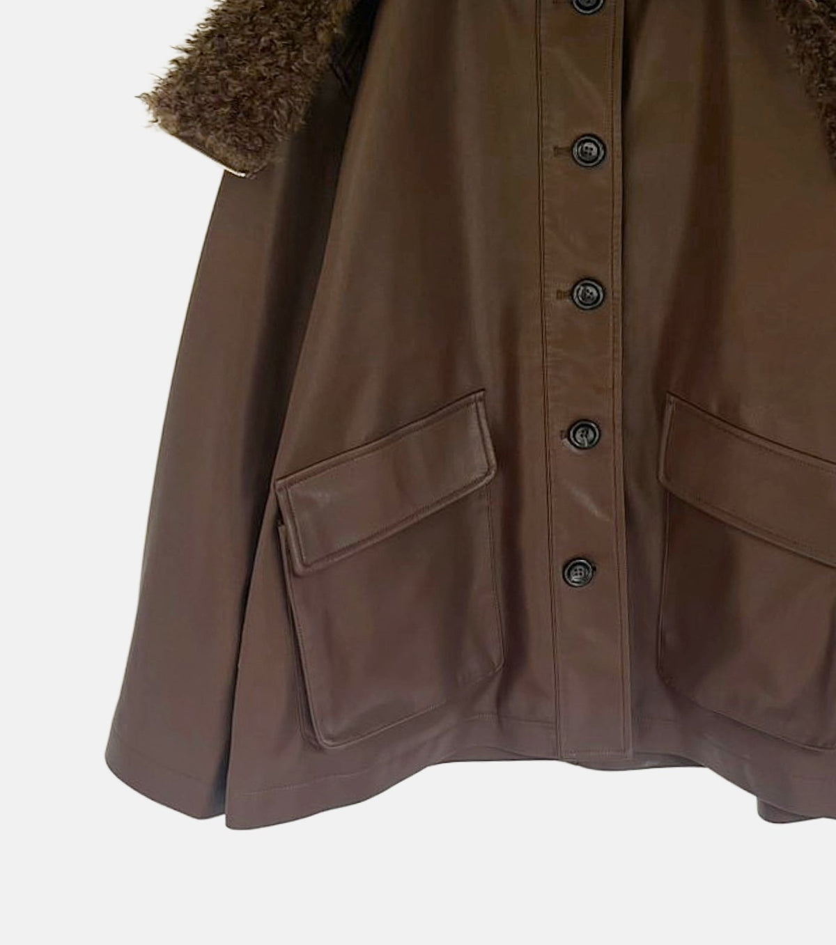 Faux Leather Shearling Collar Jacket