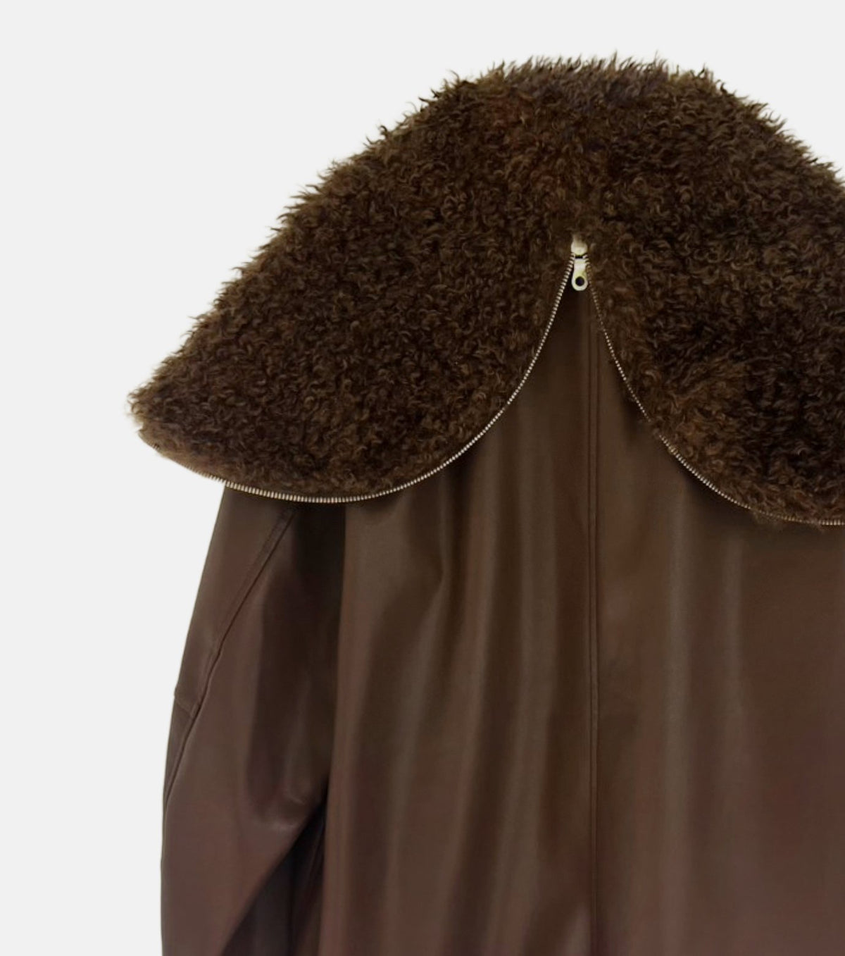 Faux Leather Shearling Collar Jacket