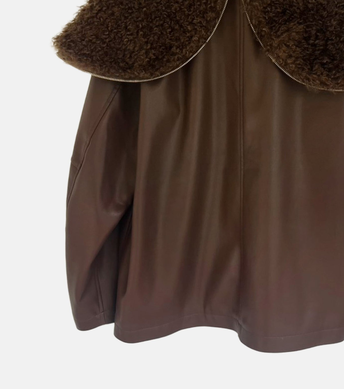 Faux Leather Shearling Collar Jacket