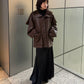 Faux Leather Shearling Collar Jacket
