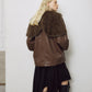 Faux Leather Shearling Collar Jacket
