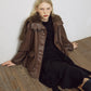 Faux Leather Shearling Collar Jacket