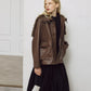 Faux Leather Shearling Collar Jacket