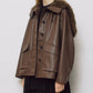 Faux Leather Shearling Collar Jacket