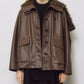 Faux Leather Shearling Collar Jacket