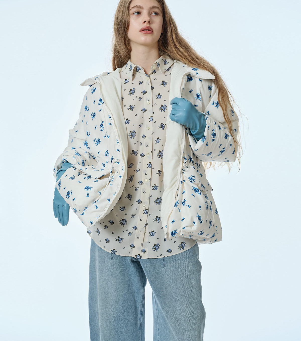 Floral Print Down Jacket
