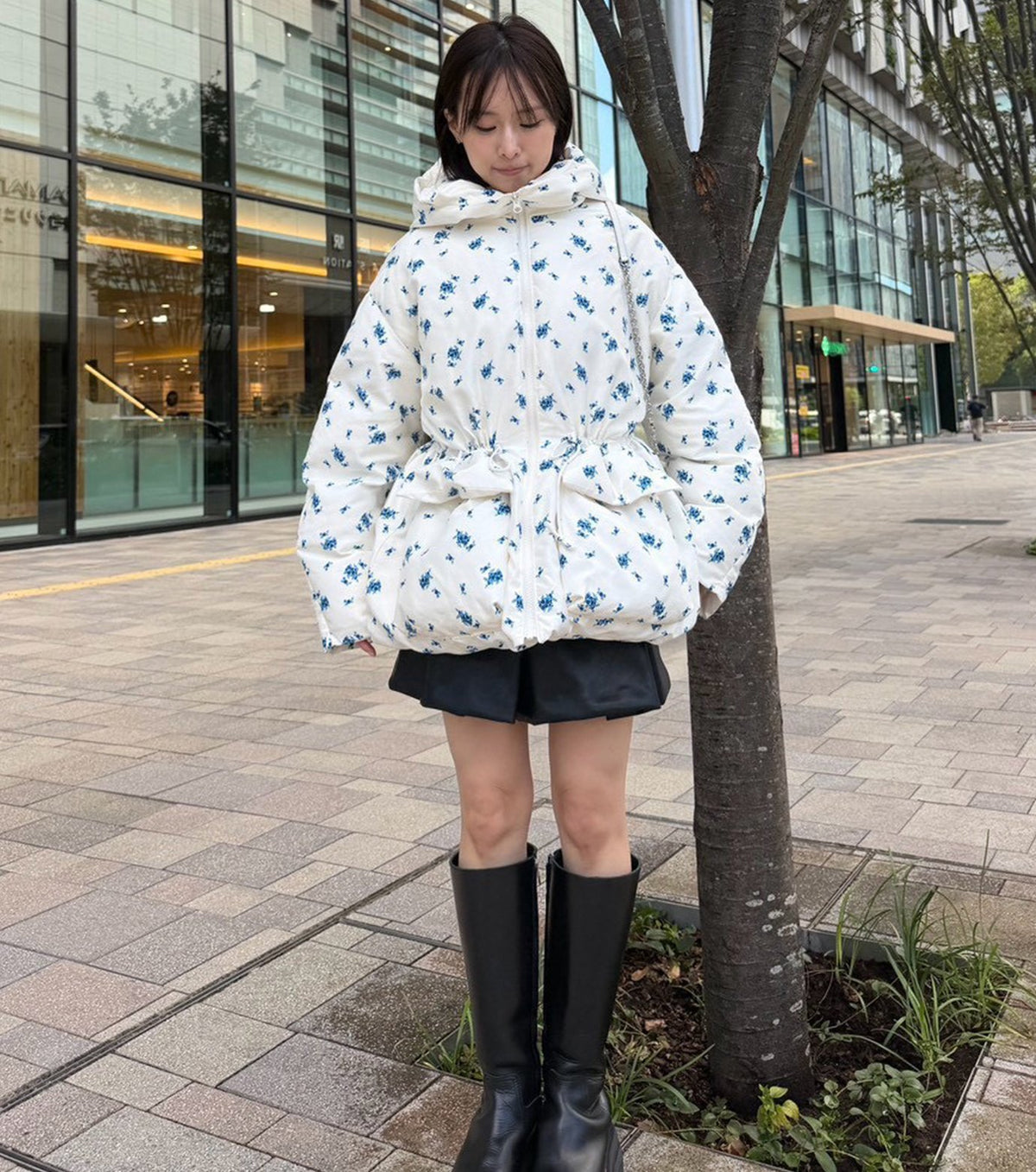 Floral Print Down Jacket