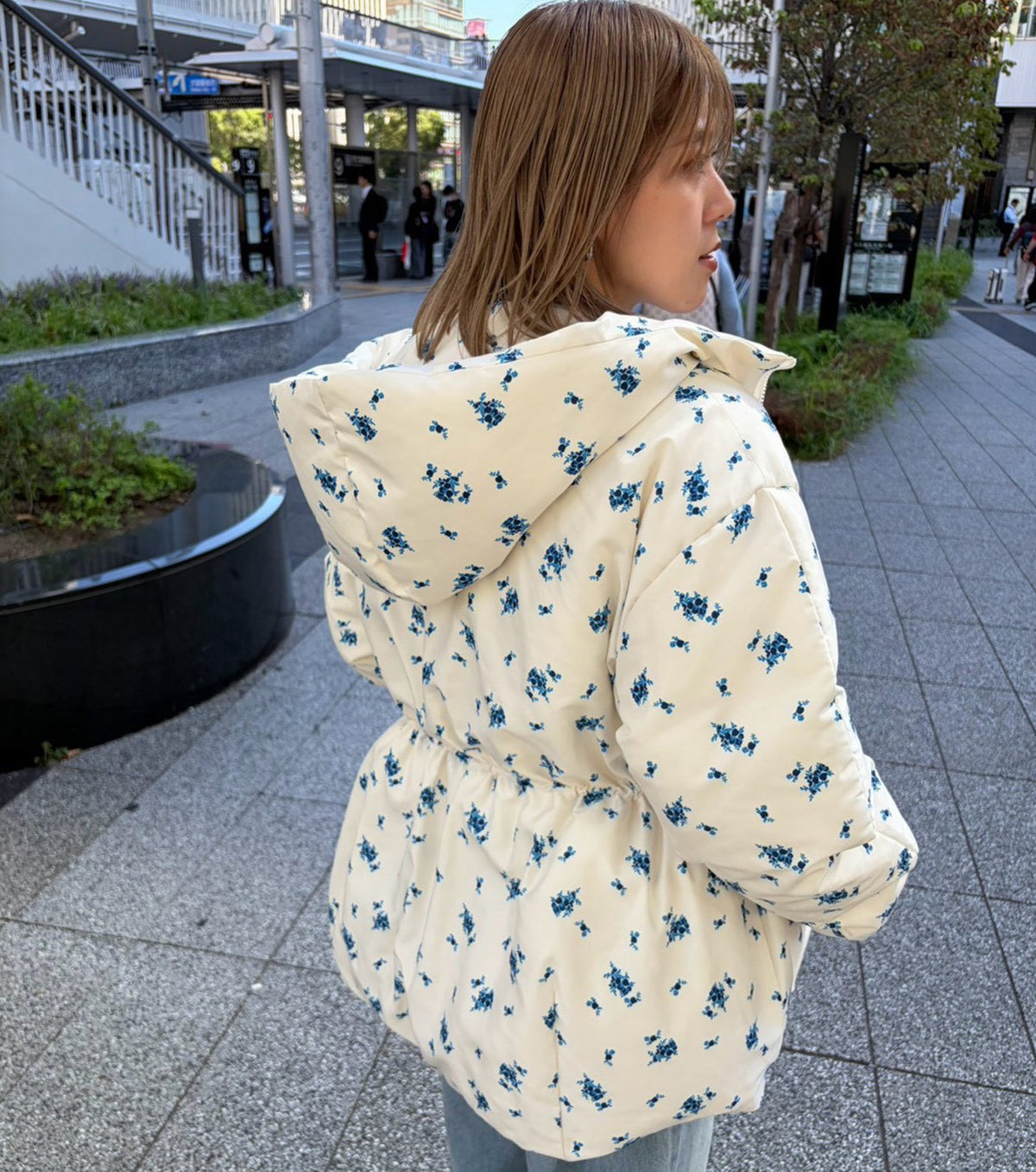 Floral Print Down Jacket