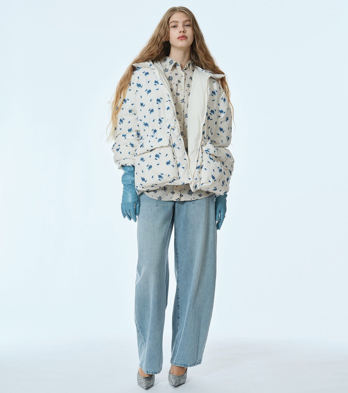 Floral Print Down Jacket