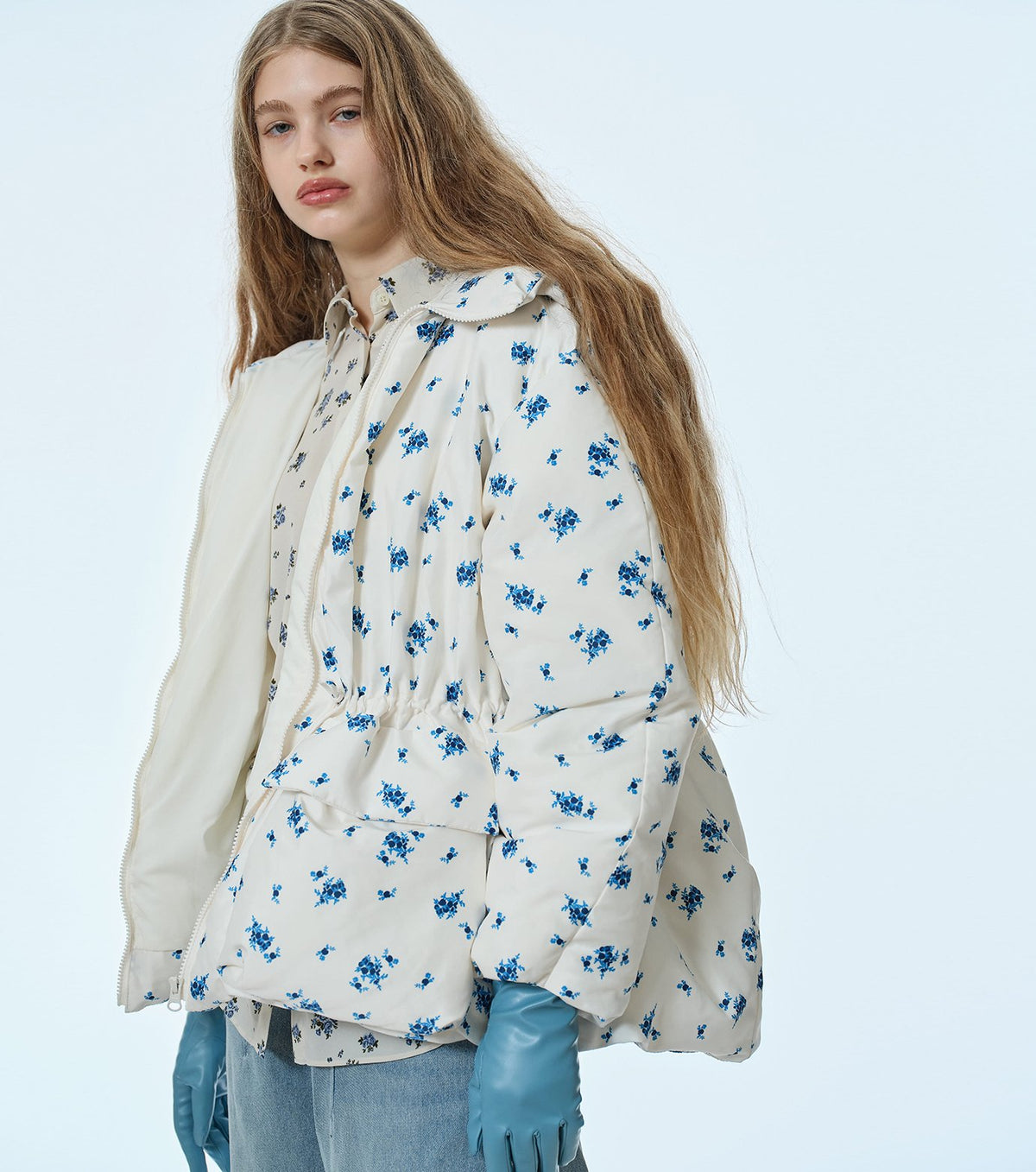 Floral Print Down Jacket