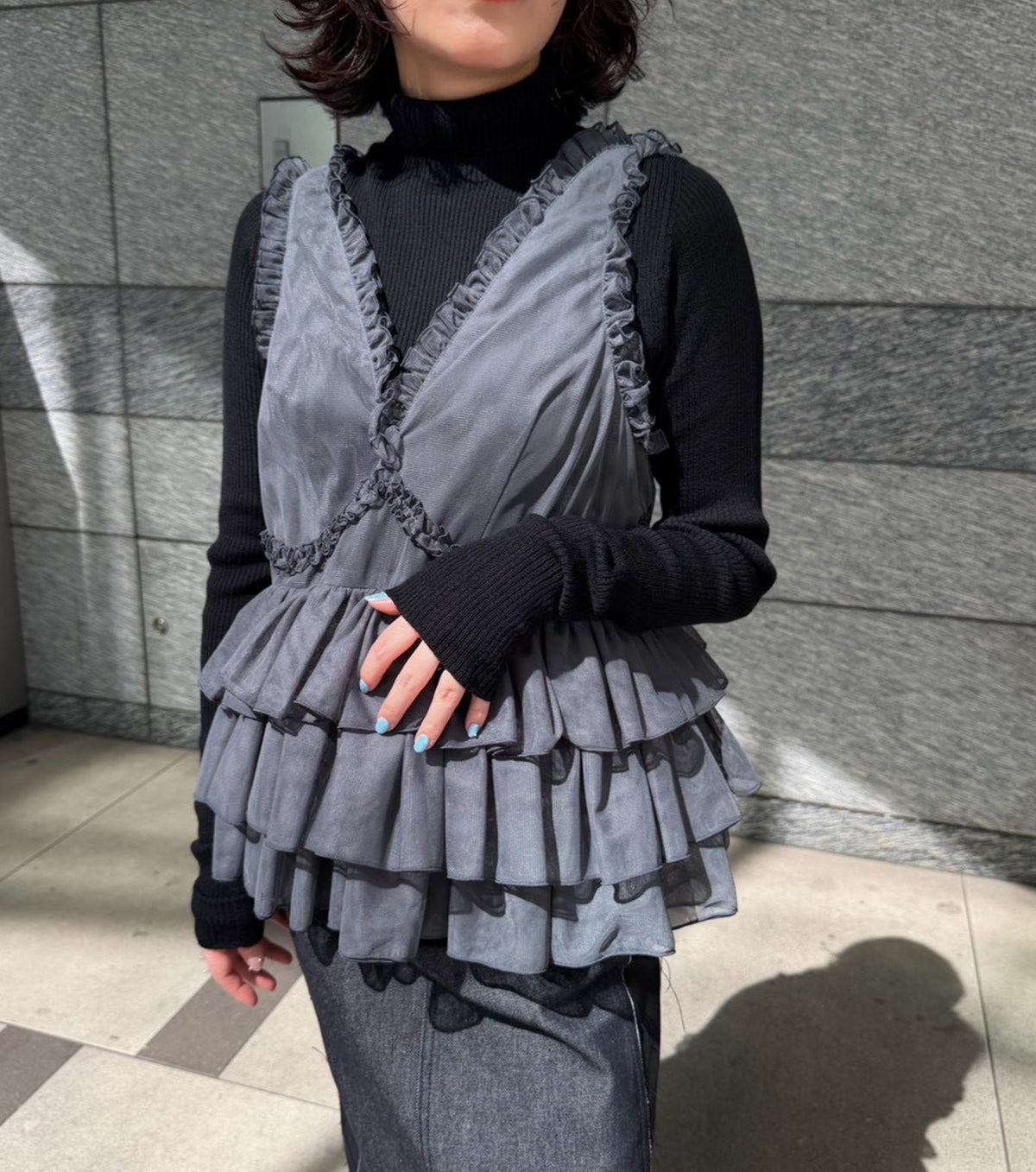 Tulle Ruffle Top