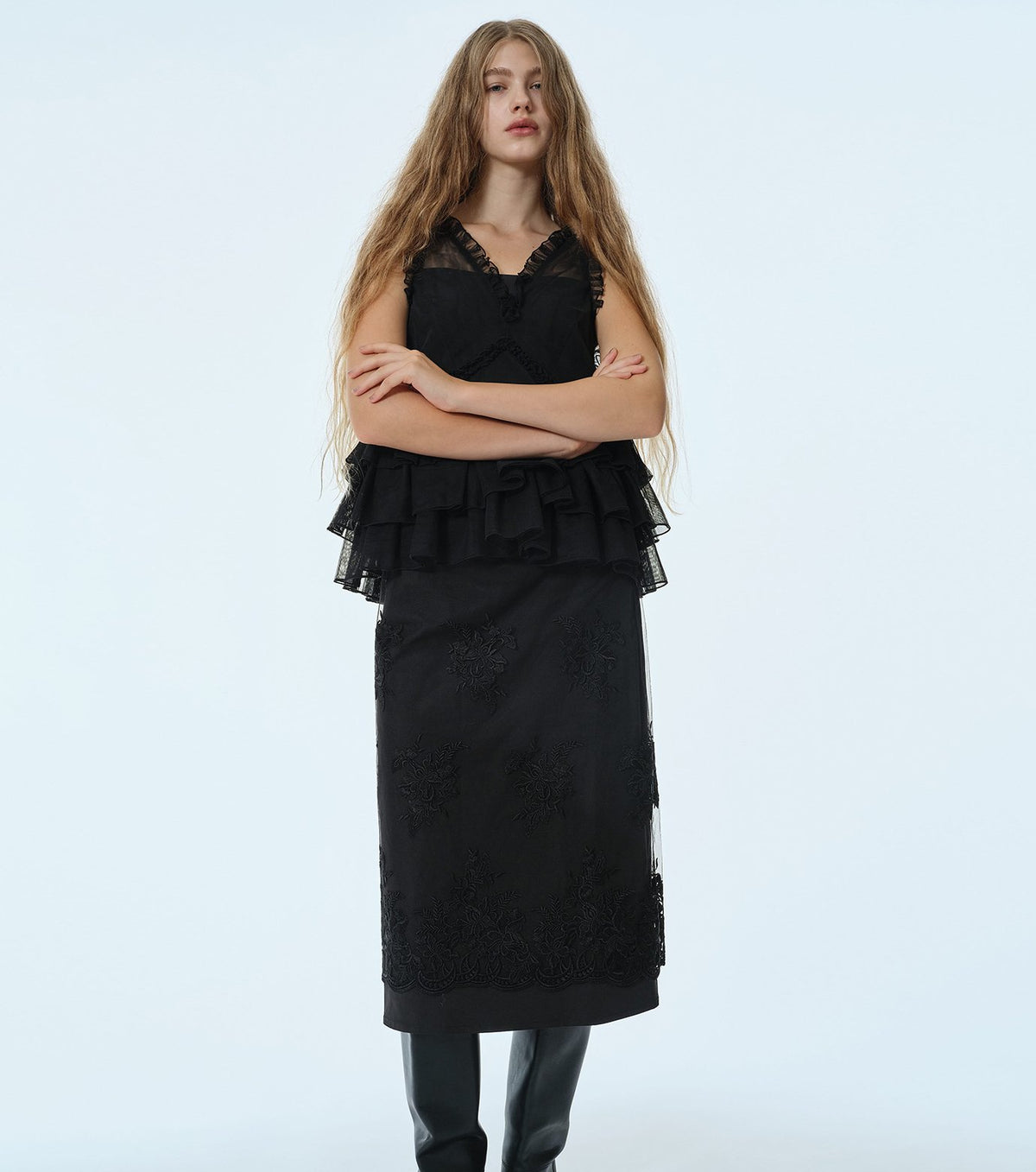 Tulle Ruffle Top