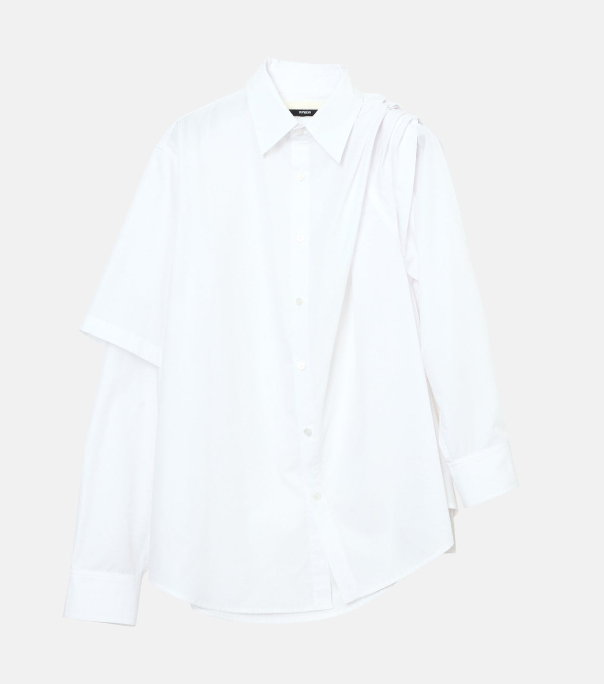 Asymmetric Tuck Sleeve Shirt