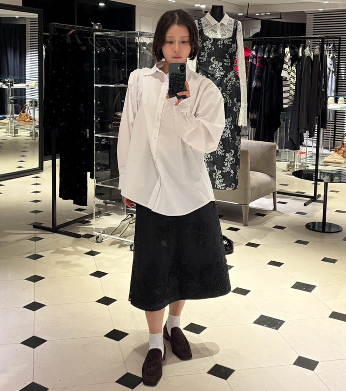 Asymmetric Tuck Sleeve Shirt