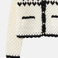 Heart-Motif Crochet Knit Jacket