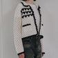 Heart-Motif Crochet Knit Jacket