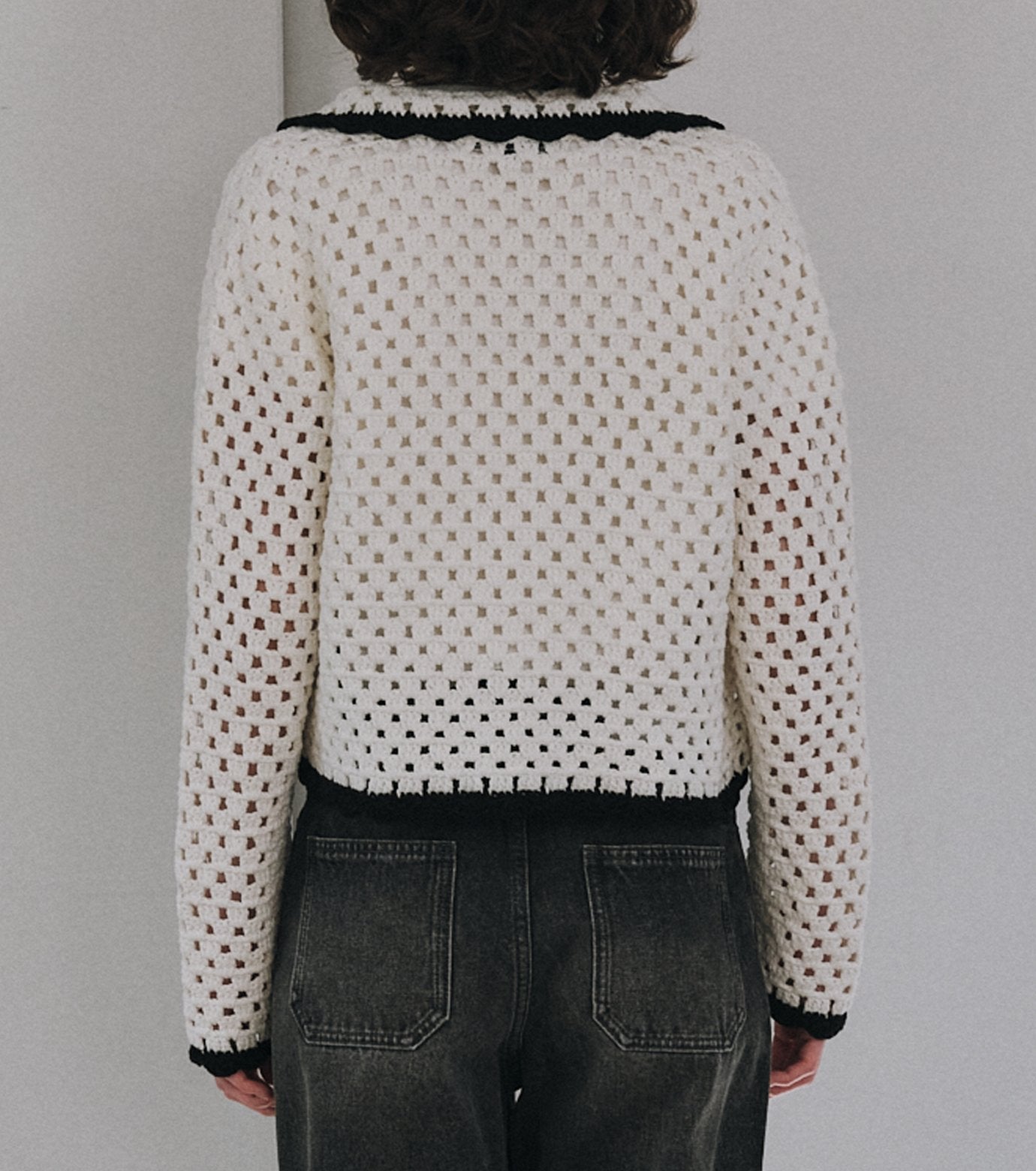 Heart-Motif Crochet Knit Jacket