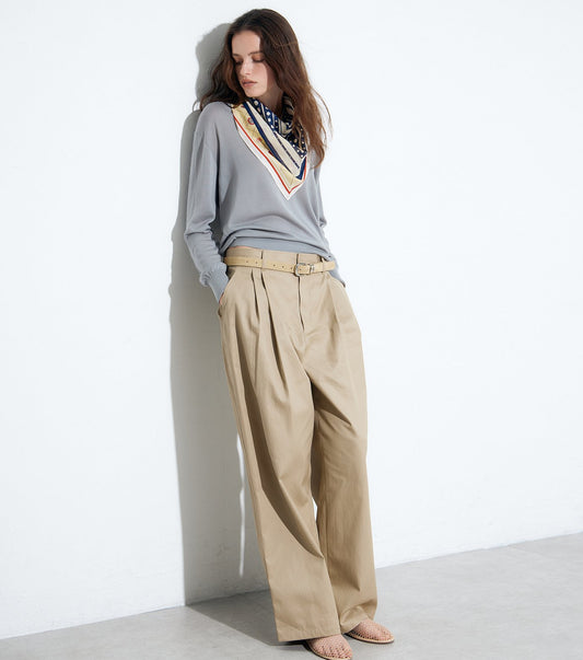 Detachable Scarf V Knit