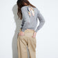 Detachable Scarf V Knit