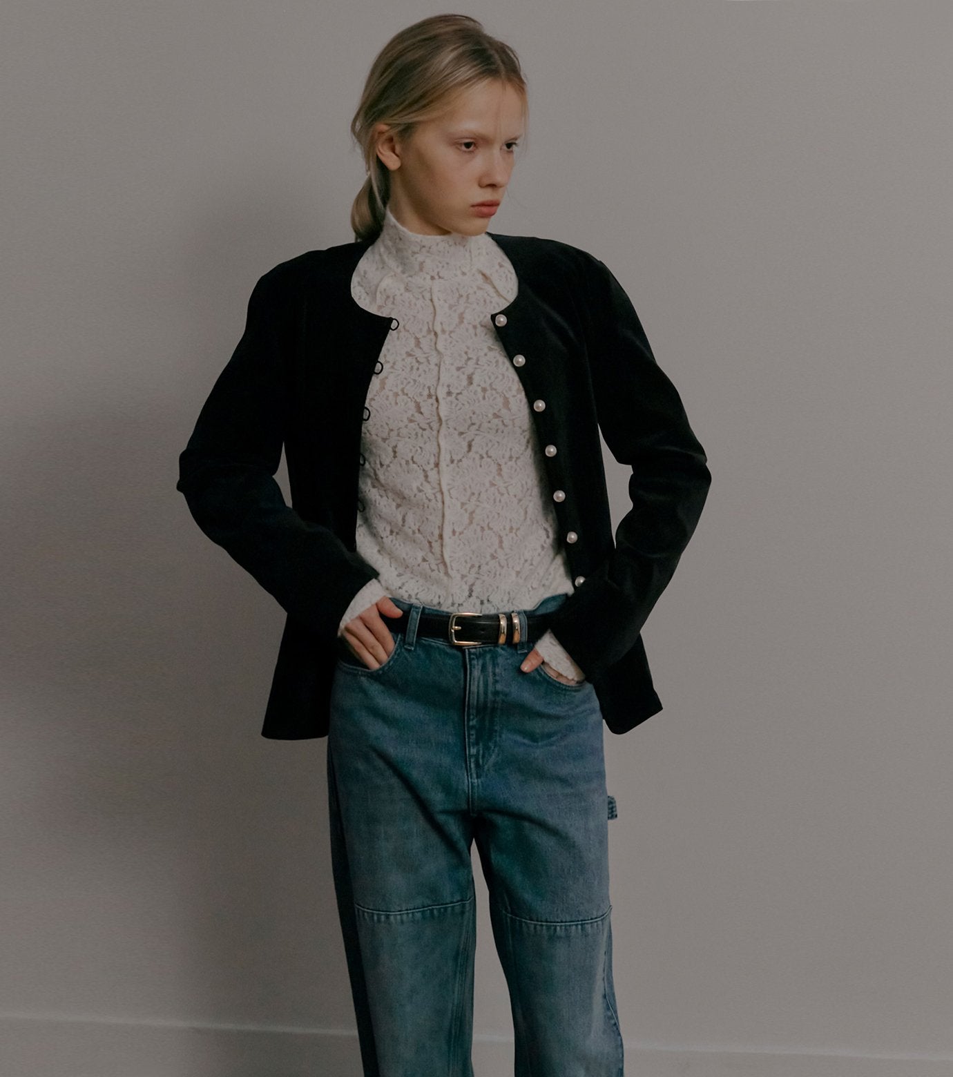 High Neck Stretch Lace Top