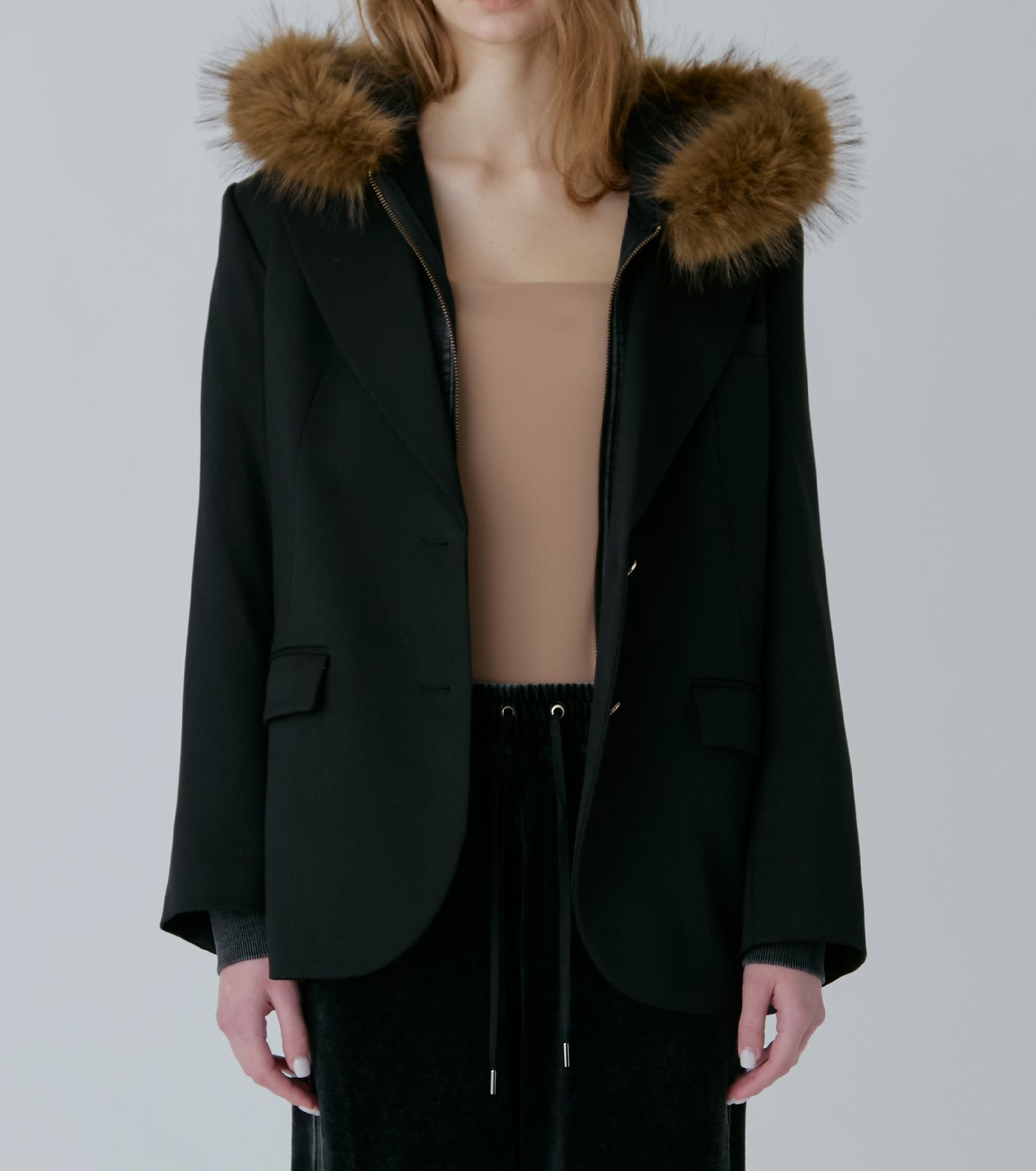 Fur-Trim Hooded Sweatshirt