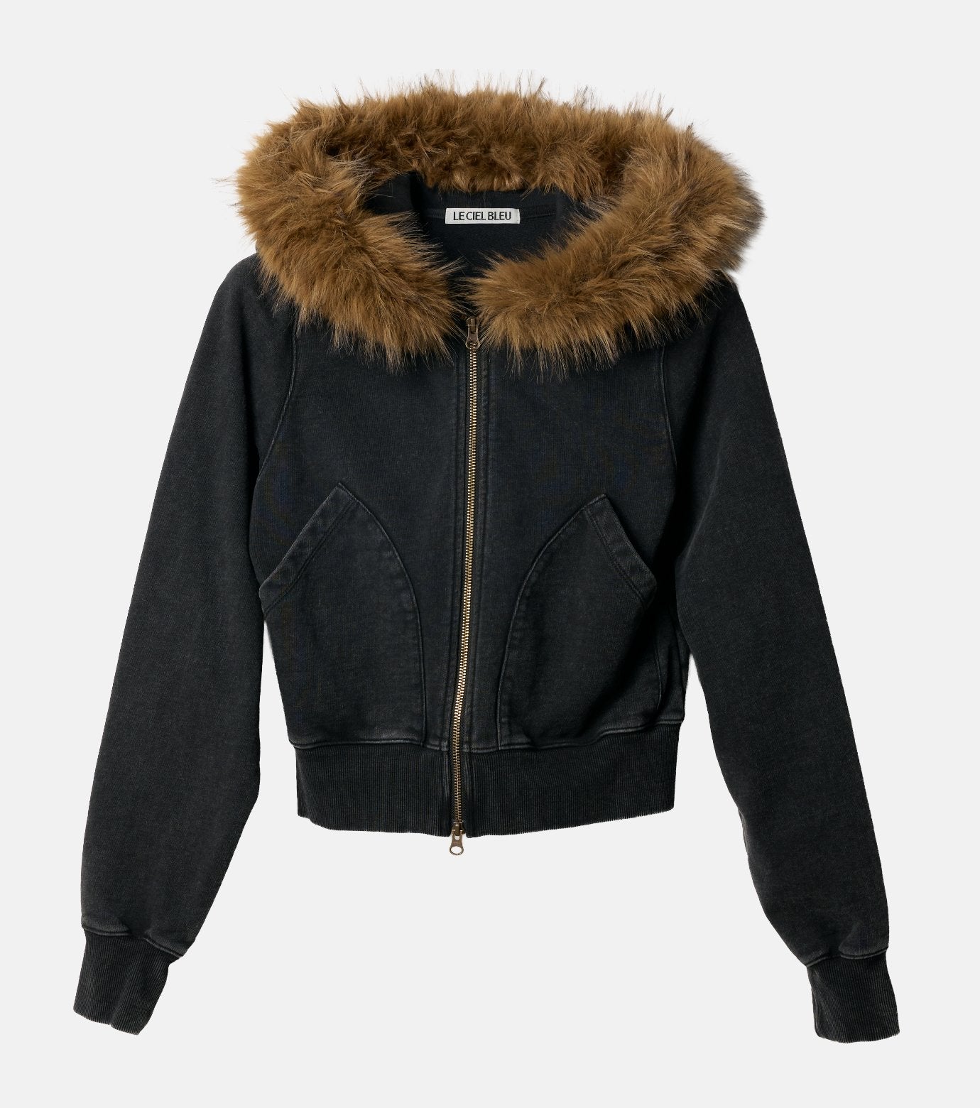 Fur-Trim Hooded Sweatshirt