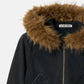 Fur-Trim Hooded Sweatshirt
