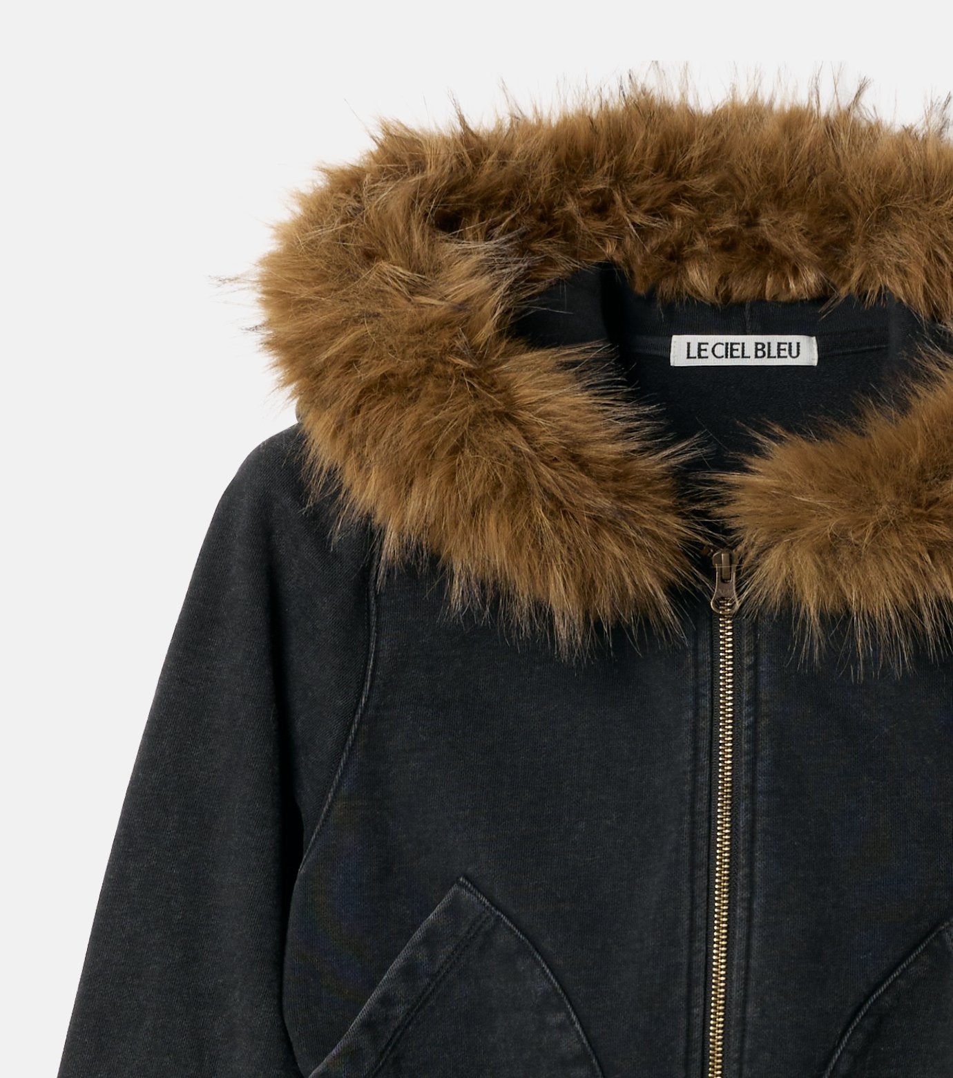 Fur-Trim Hooded Sweatshirt