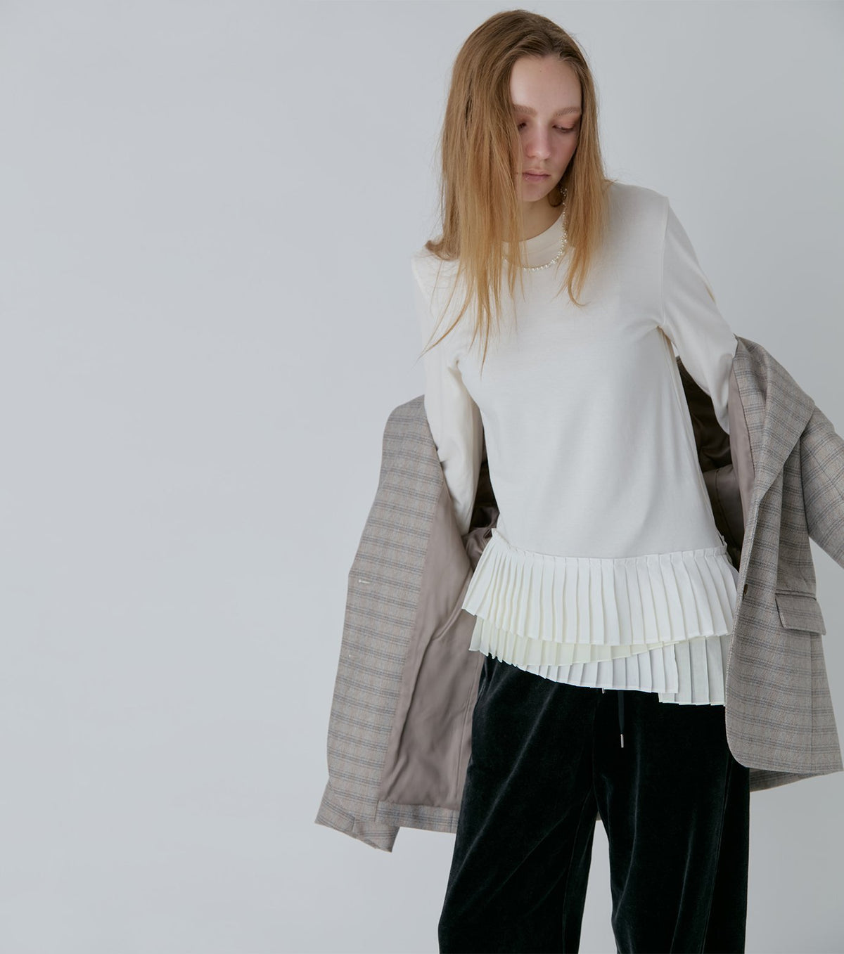 Long Sleeve Jersey Top w/Frilled Hem