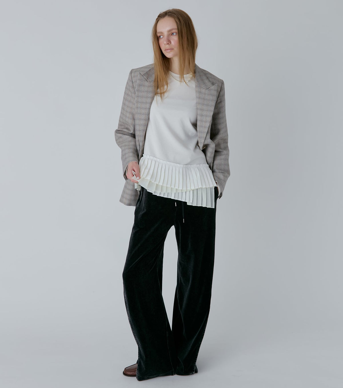 Long Sleeve Jersey Top w/Frilled Hem