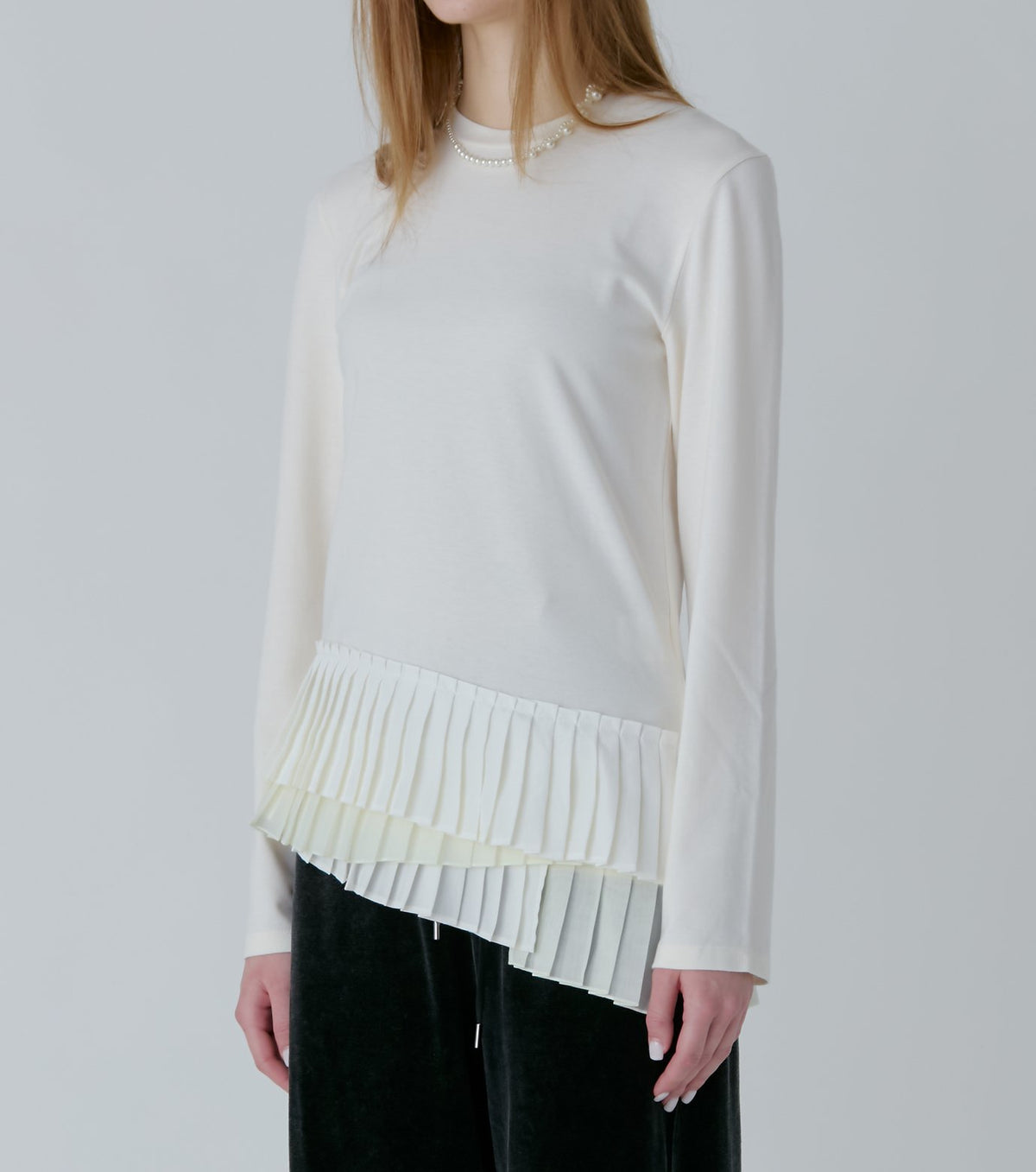 Long Sleeve Jersey Top w/Frilled Hem
