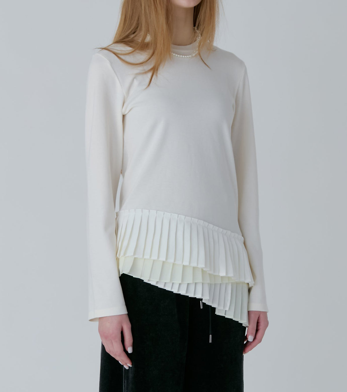 Long Sleeve Jersey Top w/Frilled Hem