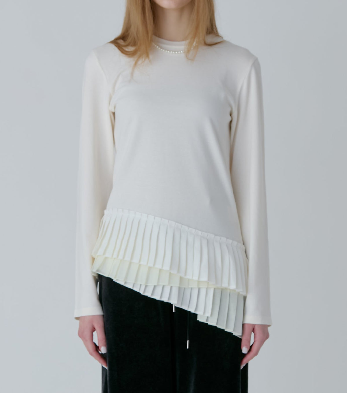 Long Sleeve Jersey Top w/Frilled Hem