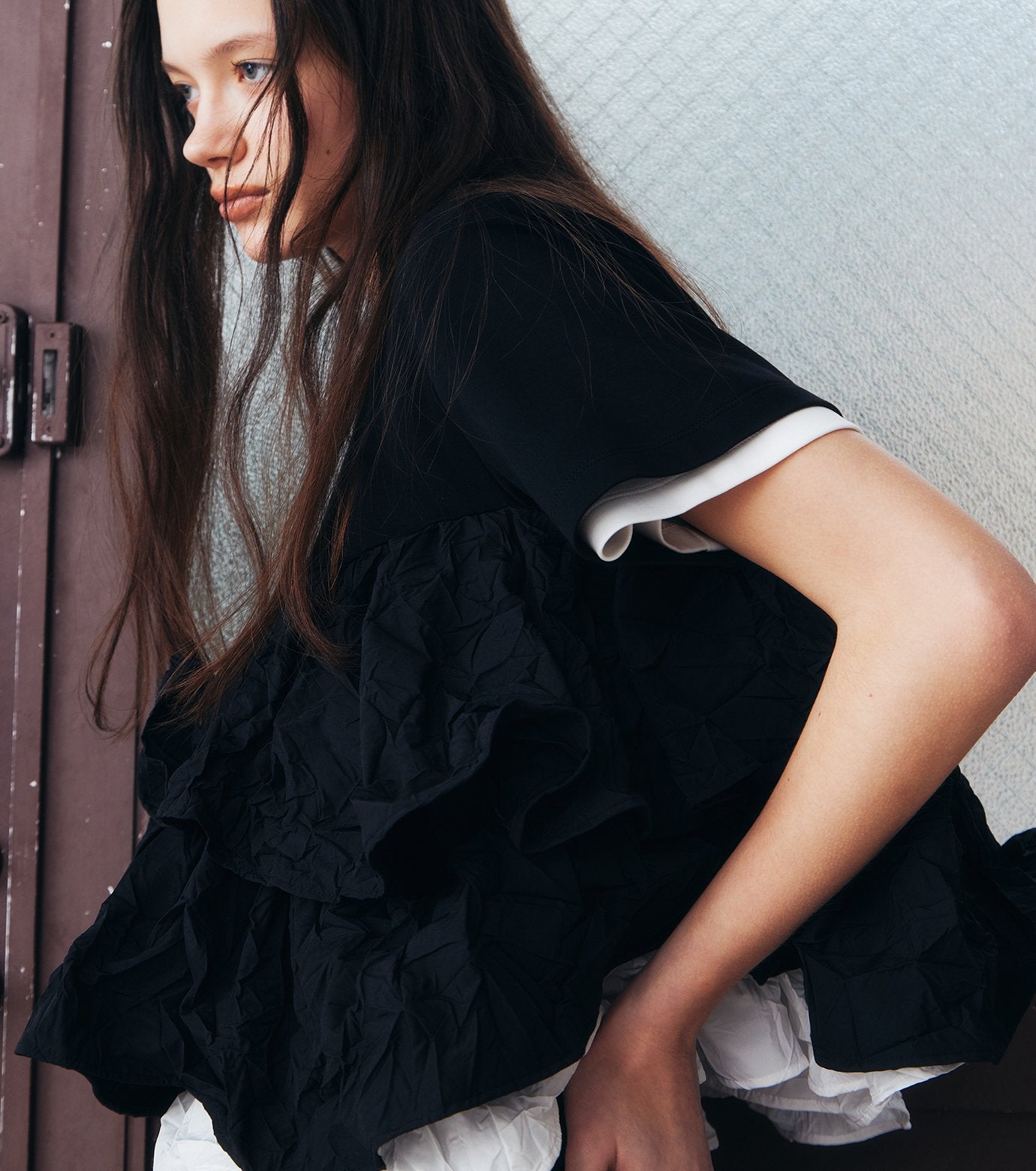SS T-Shirt w/ Ruffled Hem
