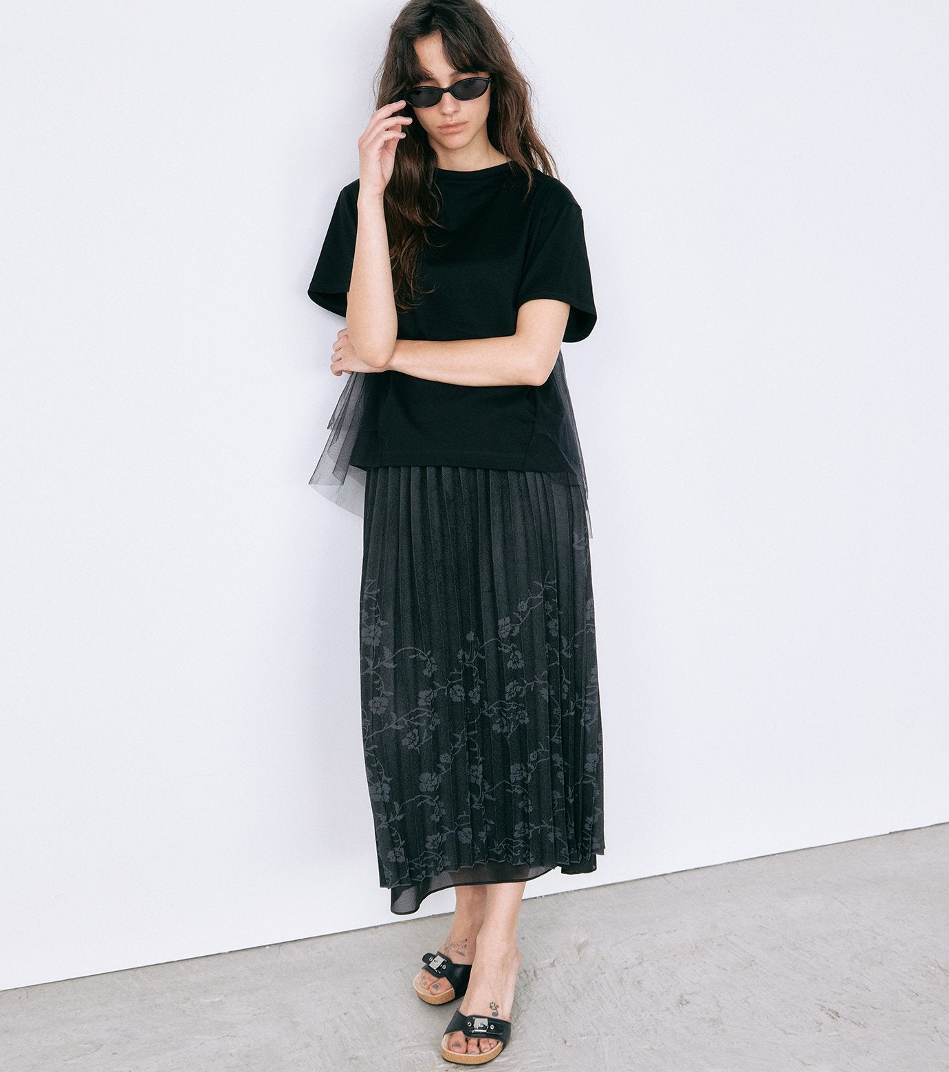 Tulle Panel A-Line T-Shirt