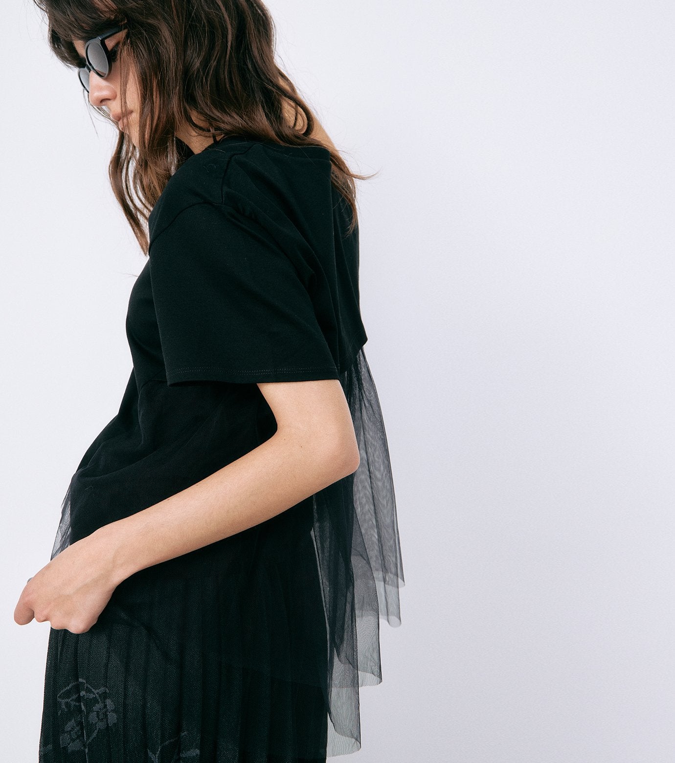 Tulle Panel A-Line T-Shirt