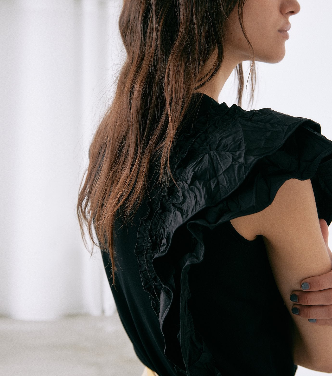 Ruffle Detail Sleeveless T-Shirt