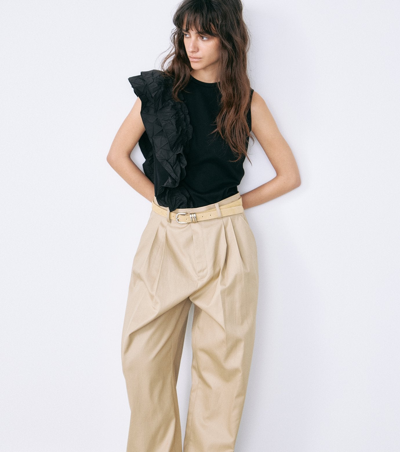 Ruffle Detail Sleeveless T-Shirt