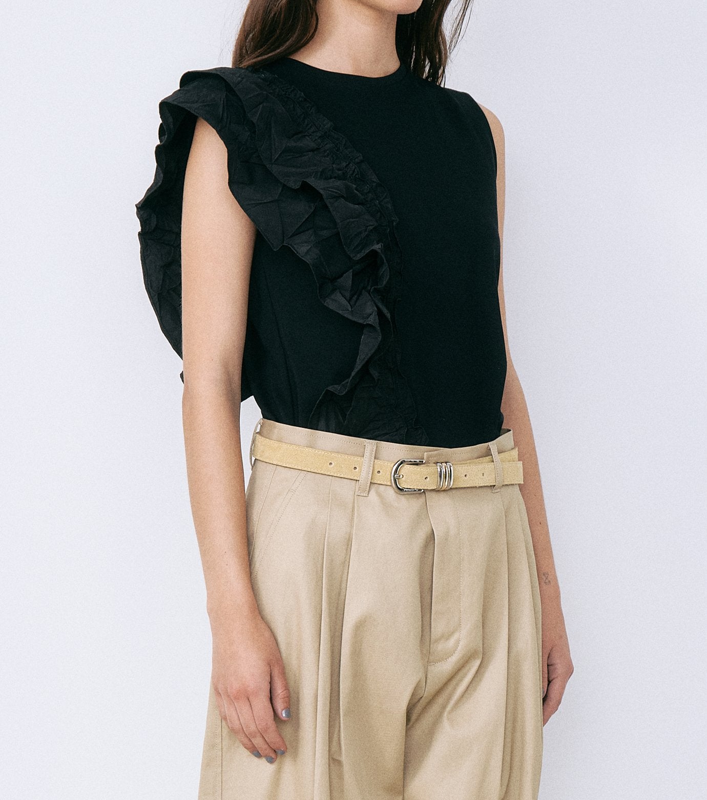 Ruffle Detail Sleeveless T-Shirt