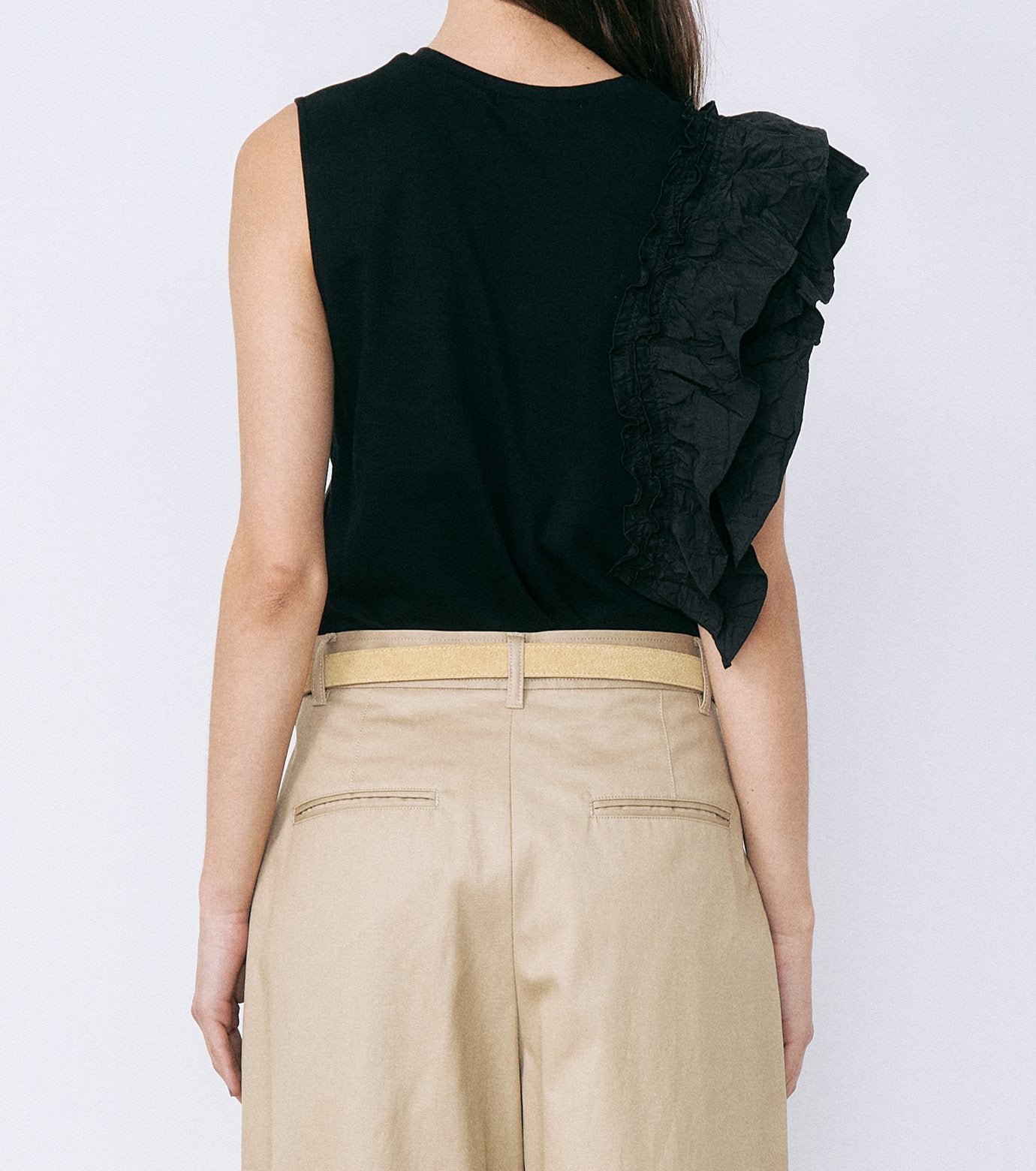 Ruffle Detail Sleeveless T-Shirt