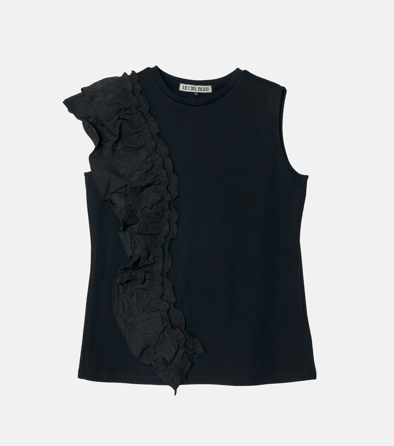 Ruffle Detail Sleeveless T-Shirt
