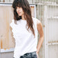 Ruffle Detail Sleeveless T-Shirt