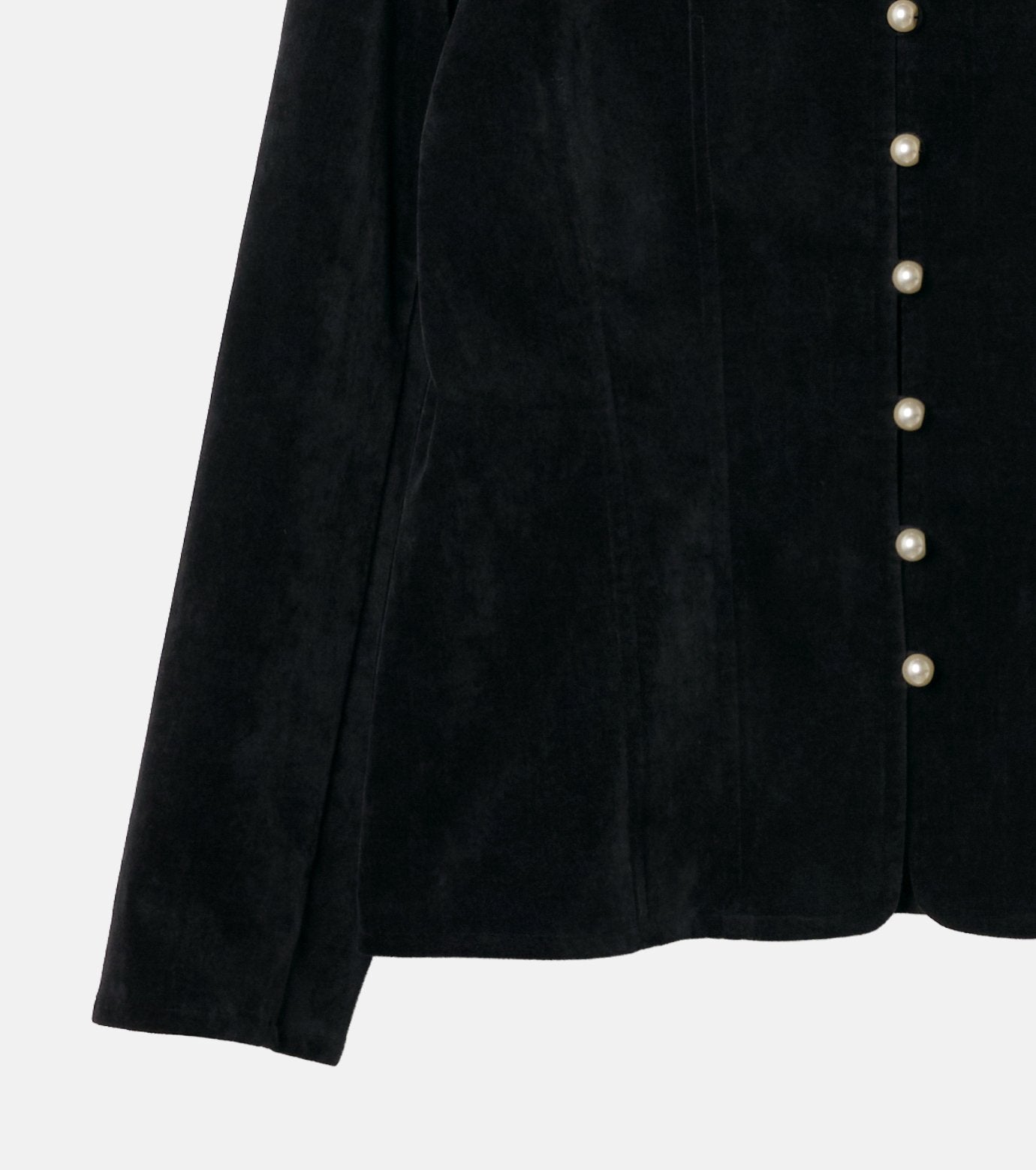 Velvet Shirt Jacket w/Pearl Button
