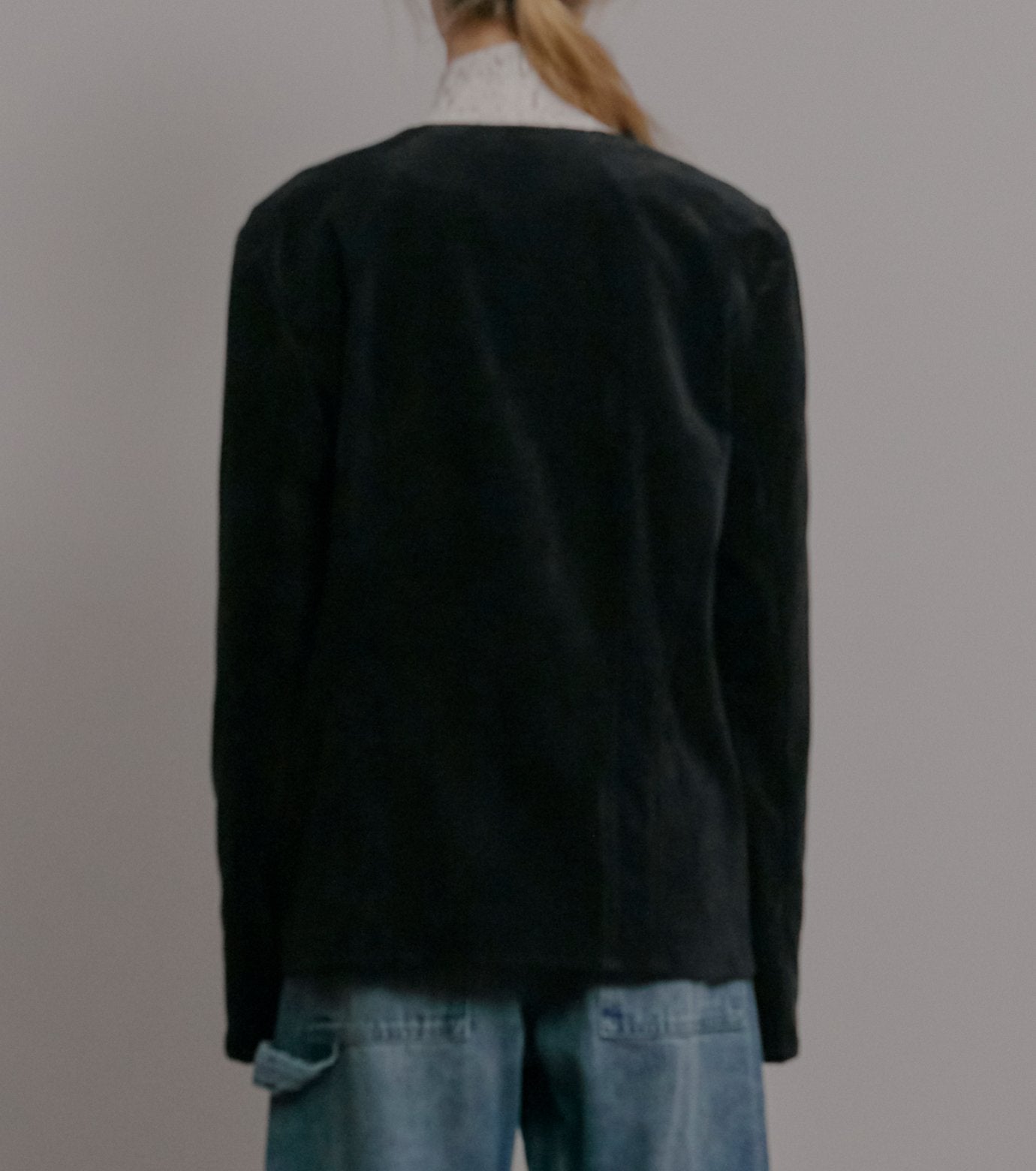 Velvet Shirt Jacket w/Pearl Button