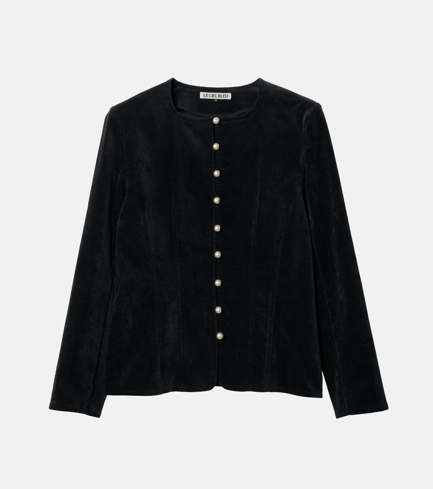 Velvet Shirt Jacket w/Pearl Button