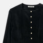 Velvet Shirt Jacket w/Pearl Button