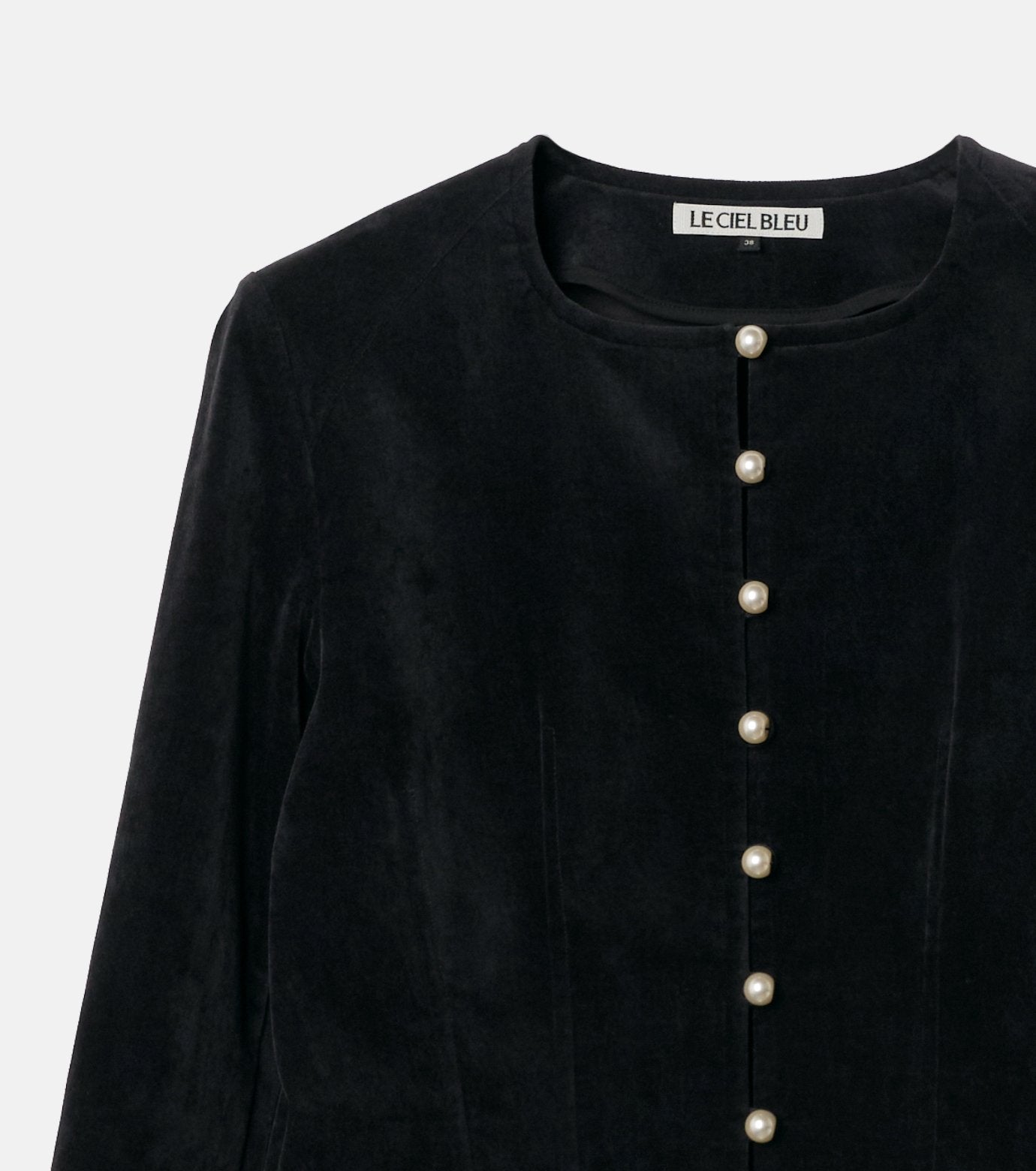 Velvet Shirt Jacket w/Pearl Button