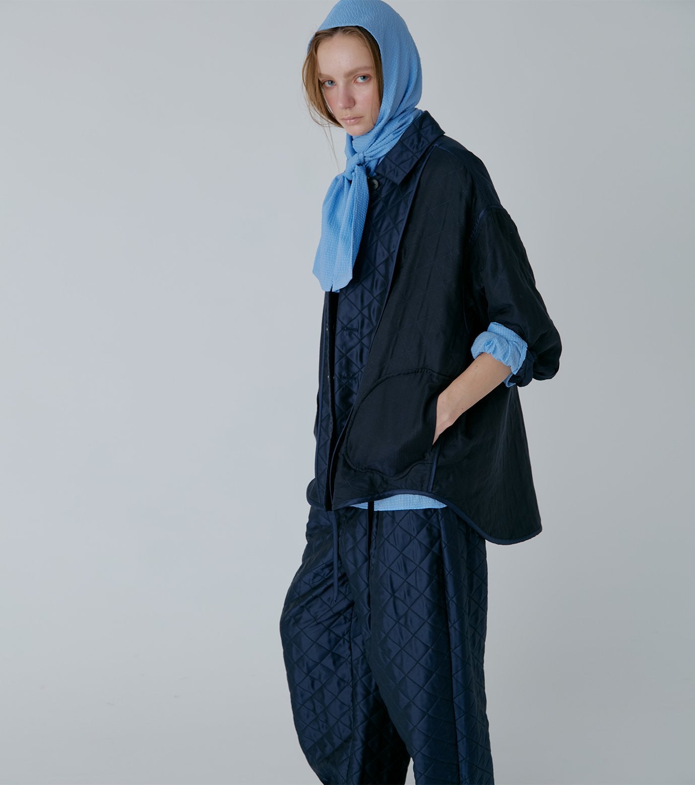 Shiny Quilted Shirt Jacket